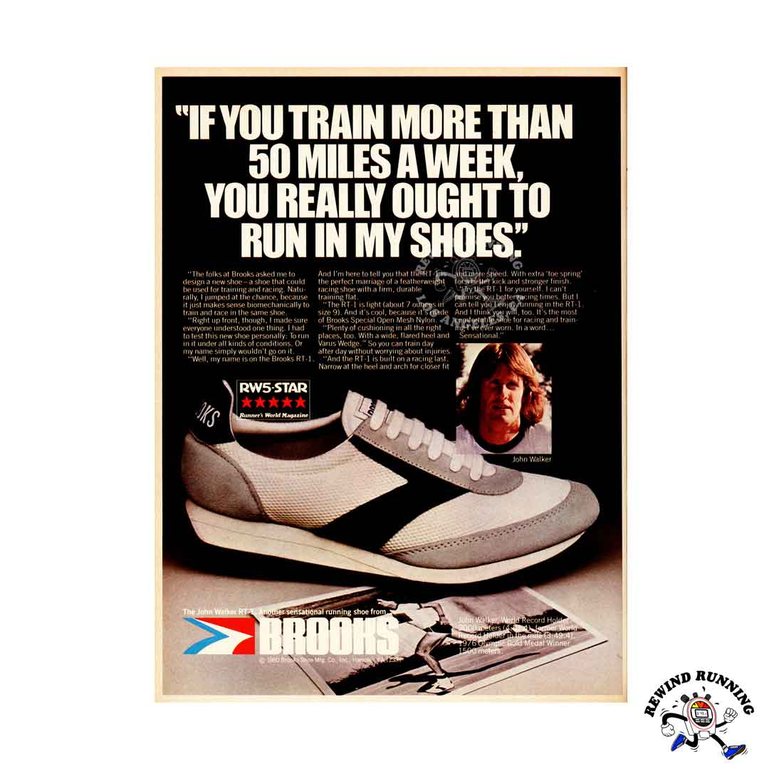 Brooks RT-1 1980 vintage sneaker print ad featuring John Walker