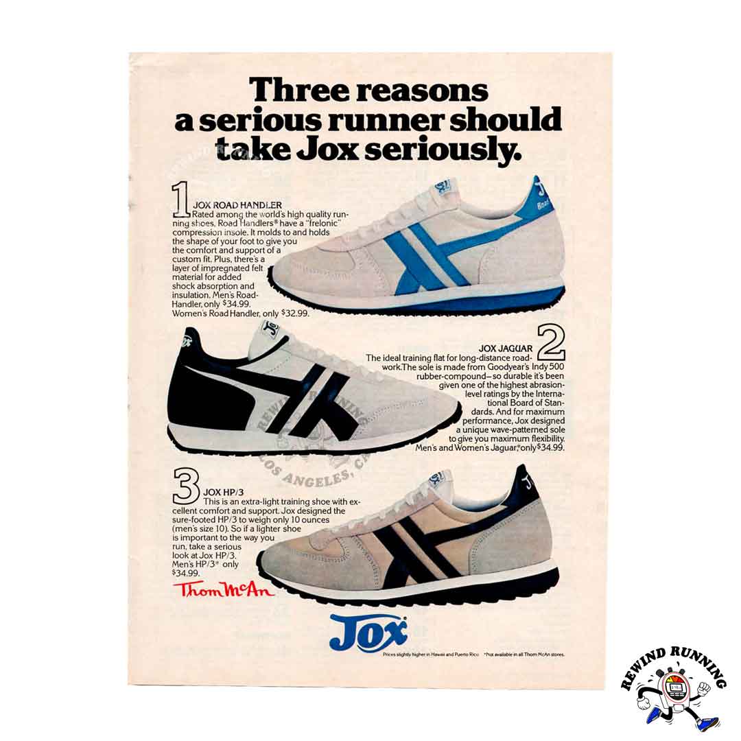 Jox Road Handler, Jaguar and HP/3 1981 Running Shoes Vintage 80s Sneakers Print Ad