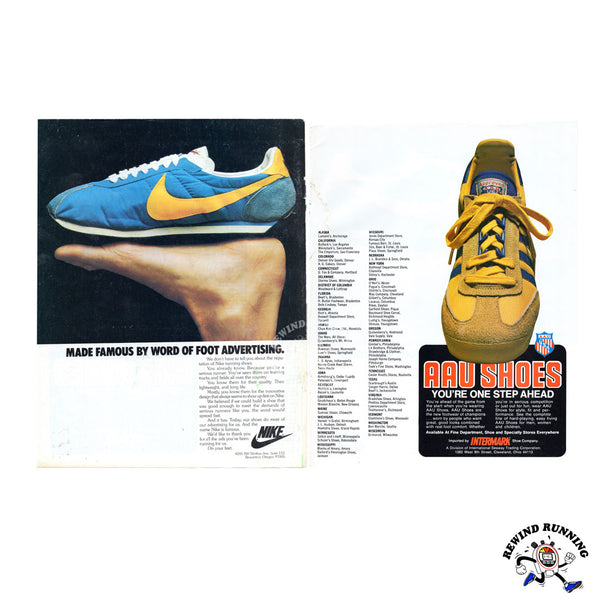 Nike Waffle Trainer & AAU vintage sneaker ad from 1977 – Rewind Running™