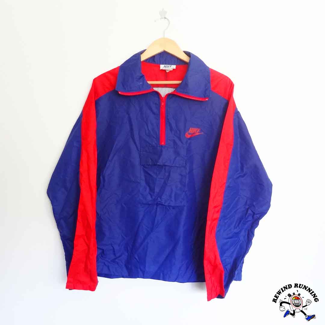 Nike OG Vintage 'Orange Tag' Zip Pullover Windbreaker 70s 80s Blue Red Track Jacket Anorak Large Front