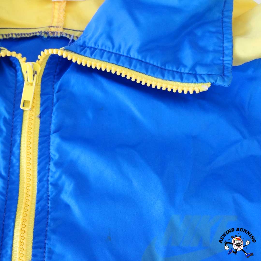 Nike Vintage 70s 80s UCLA Blue & Yellow 1/4 Zip Pullover Windbreaker Anorak L Track Jacket Made in USA Front