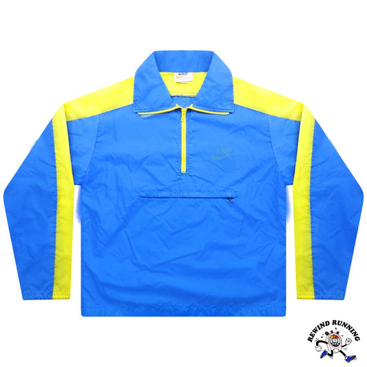 Nike Vintage 70s 80s UCLA Blue & Yellow 1/4 Zip Pullover Windbreaker Anorak L Track Jacket Made in USA Front