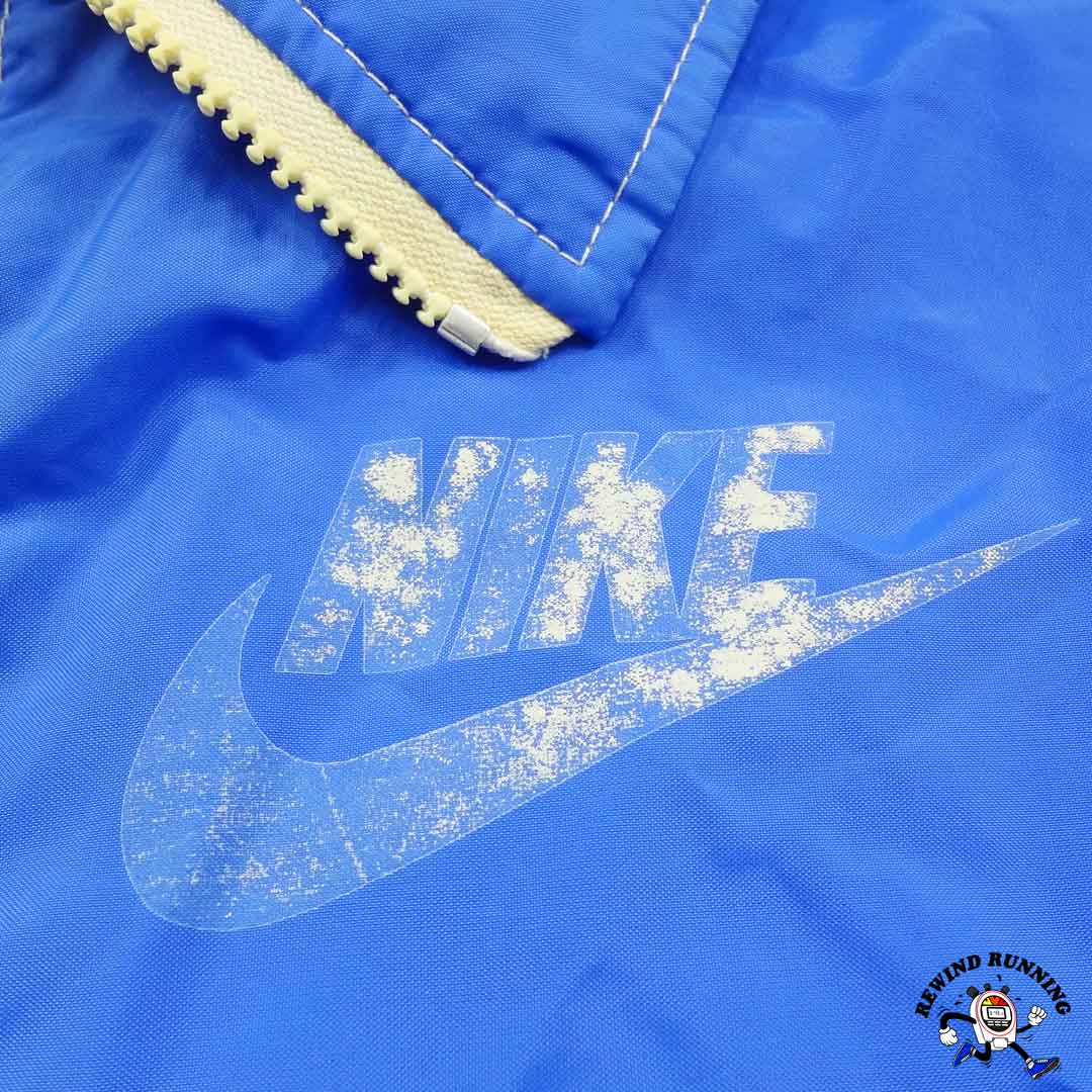 Nike OG Vintage 'Orange Tag' Zip Pullover Windbreaker 70s 80s Blue White Track Jacket Anorak XL Faded Front Logo Detail