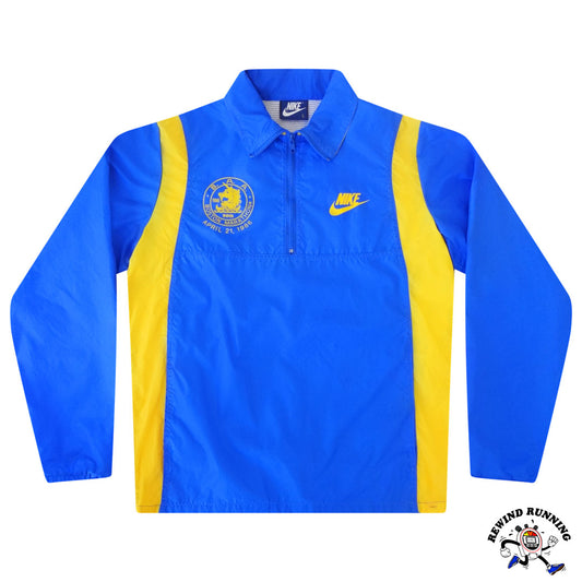 Nike Boston Marathon 1986 Men's Vintage 1/4 Zip Windbreaker Blue Yellow 80s Track Jacket Large