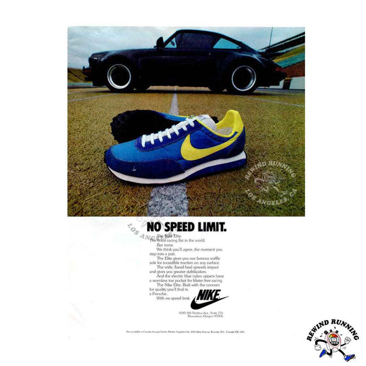 Nike Vintage Elite 'No Speed Limit' 1978 Running Shoes 70s Sneakers Porsche Print Ad