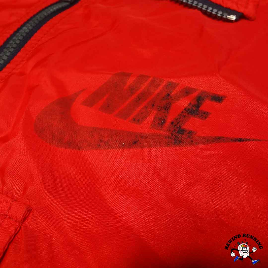 Nike OG Vintage 'Orange Tag' Zip Pullover Windbreaker Pinwheel Era 70s 80s Red Blue Track Jacket Anorak Distressed Large Front Nike Logo Distressed Detail