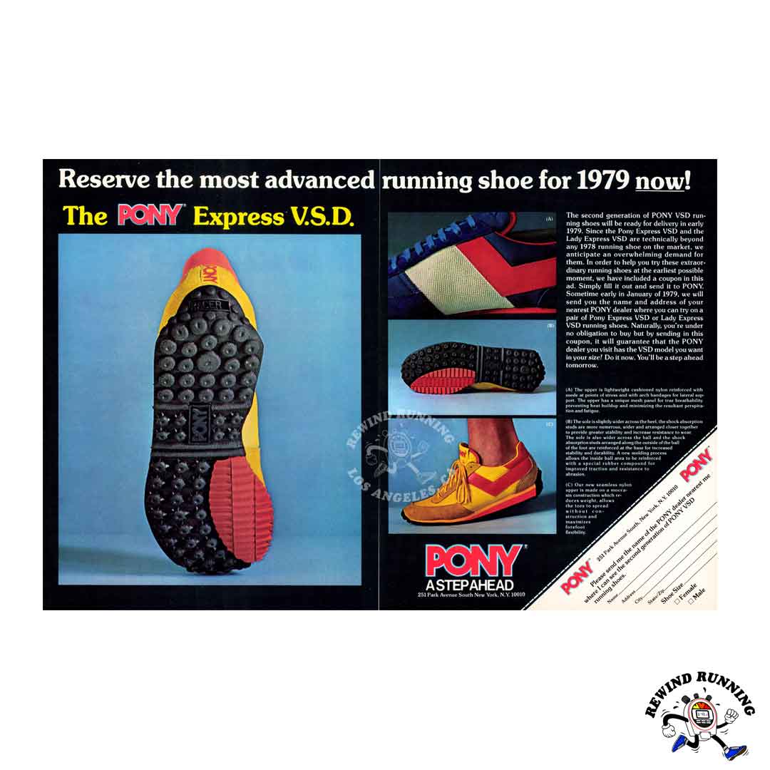 PONY Express VSD 1978 vintage running shoes 70s sneakers print ad