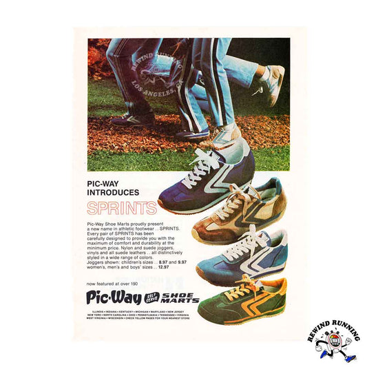 Sprints Sneakers by Pic-Way Shoe Marts 1979 Running Vintage Print Ad