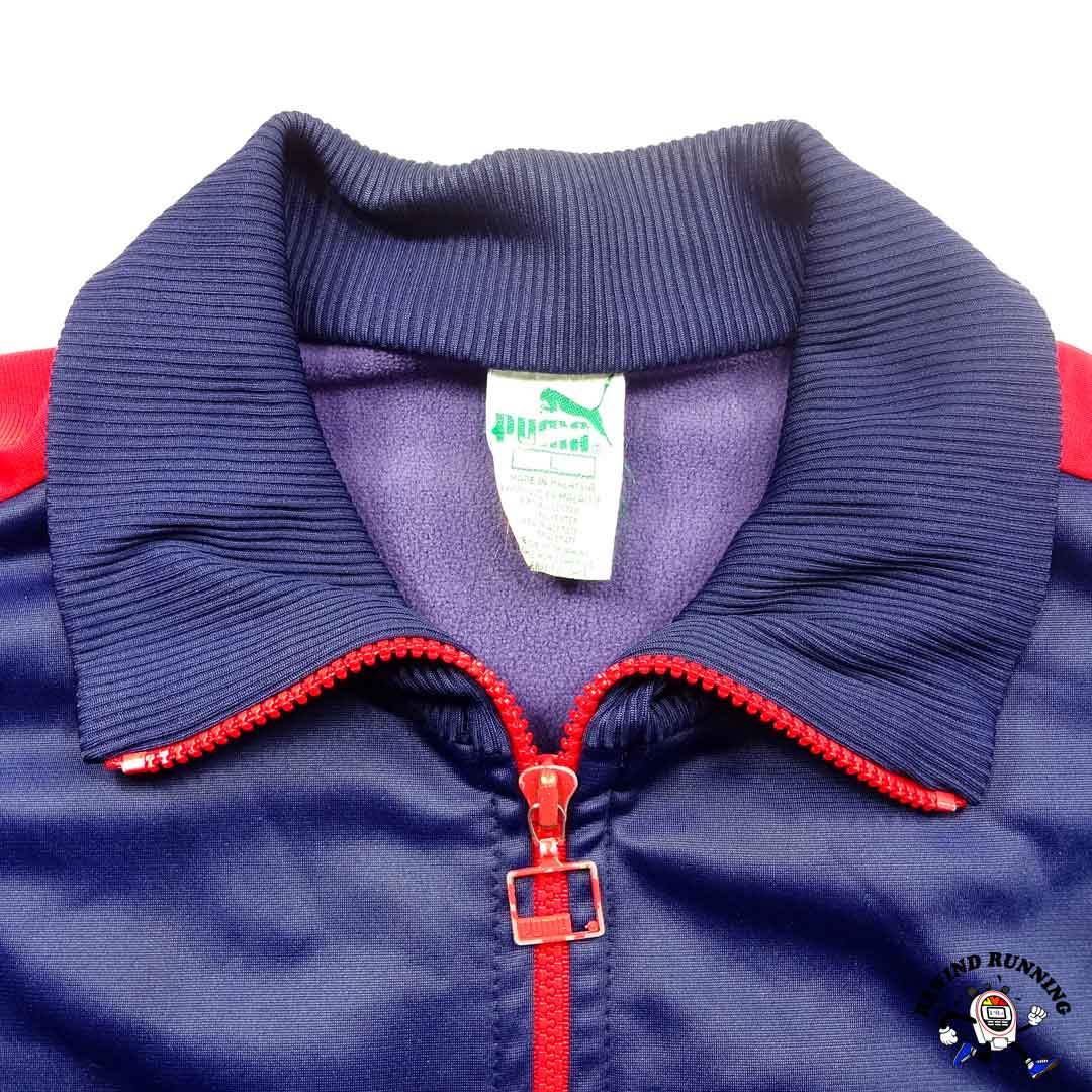 Puma Vintage 70s 80s Blue Red Stripe Zip Track Jacket Running Large Neck Label