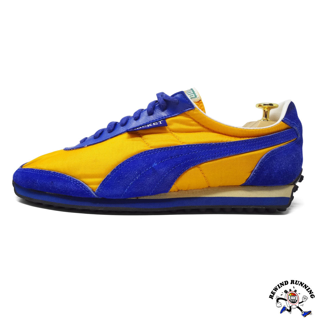 Puma Rocket Vintage 70s 80s Yellow u0026 Blue Running Shoes Sneakers Men's Size  10.5