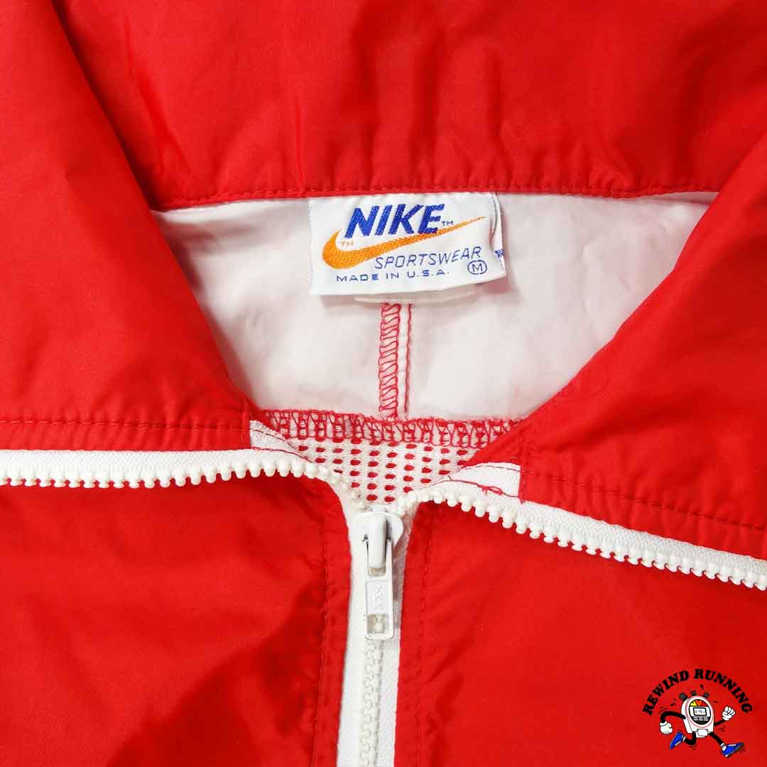 Nike OG Vintage Pullover Windbreaker 70s 80s 'Orange Tag' Red Track Jacket Anorak Medium Nike Label Detail