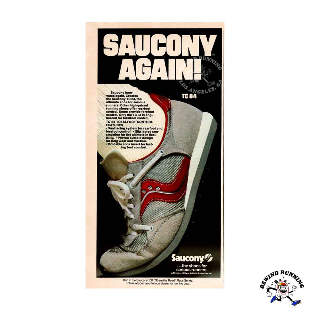 Saucony Again! TC-84 1980 Vintage Sneakers Running Shoes Print Ad