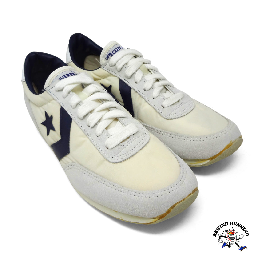 Converse Road Star 80s White and Navy Vintage Running Shoes